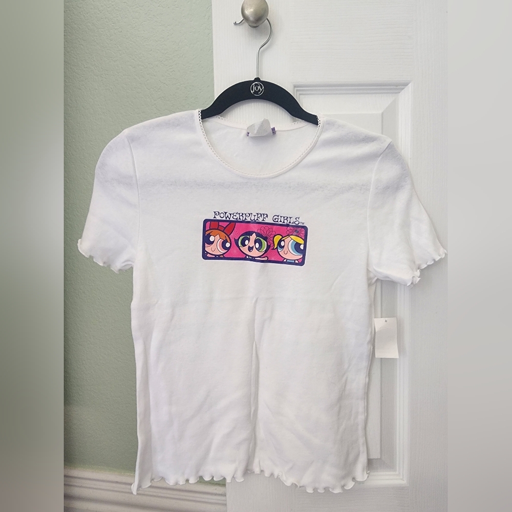 90s Vintage Powerpuff Girls Cartoon Network White Short Sleeve Tee -New With Tag